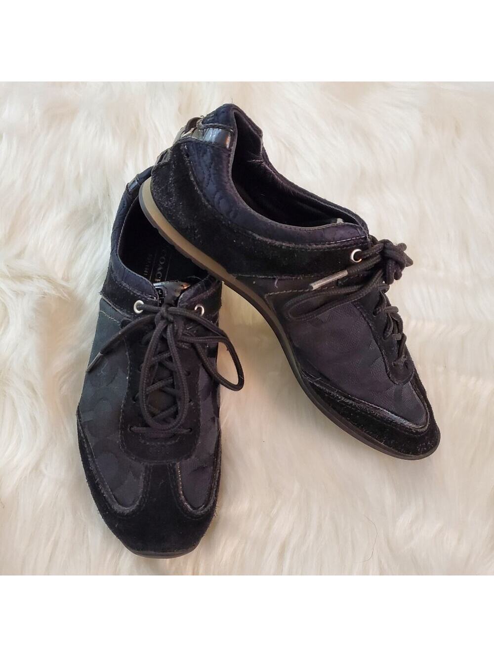 Coach Kelbie Sneakers Size 5 Black Suede and Patent Sneaker